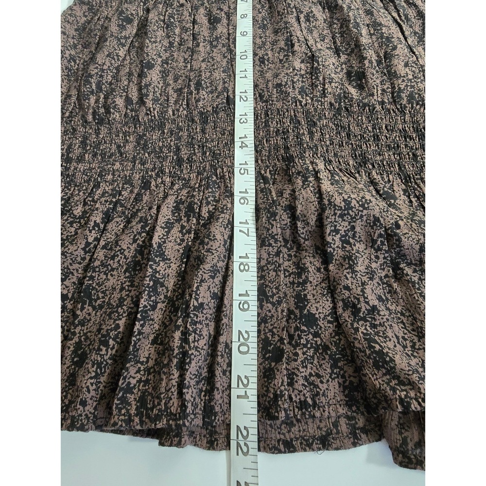 Universal Thread Smocked Peplum‎ Top Brown Black Print XL